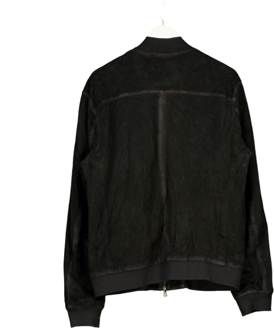 AllSaints Black Kemble Suede Bomber Jacket UK XL