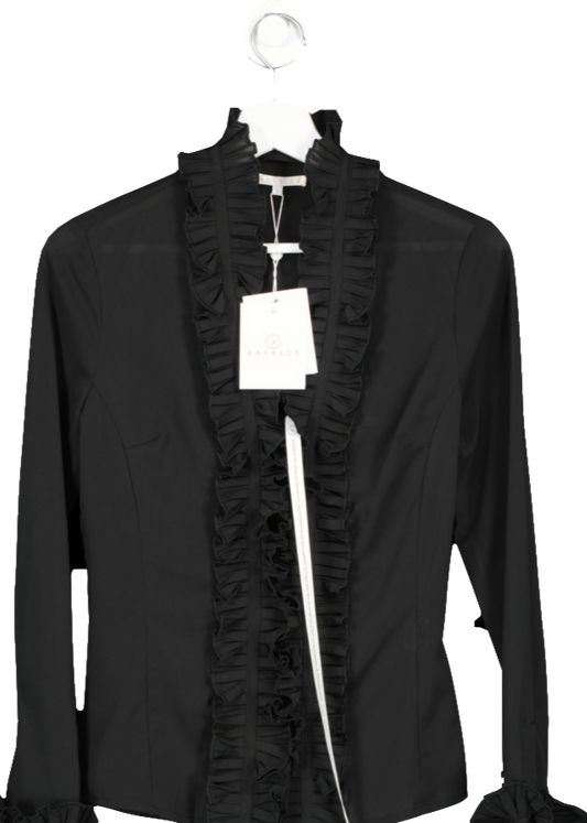 Aavelle Black Ruffle Shirt UK S