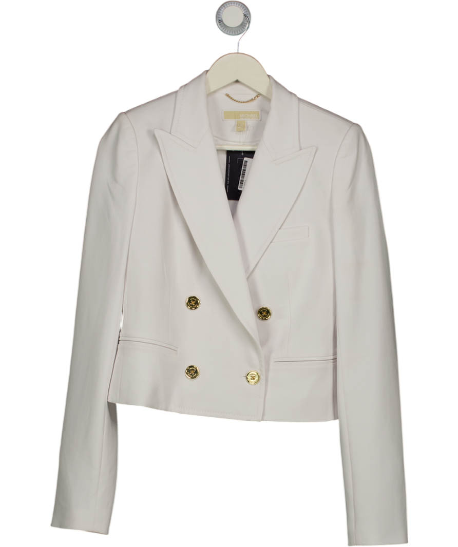 MICHAEL Michael Kors White Double Breasted Cropped Blazer Us2 UK 6