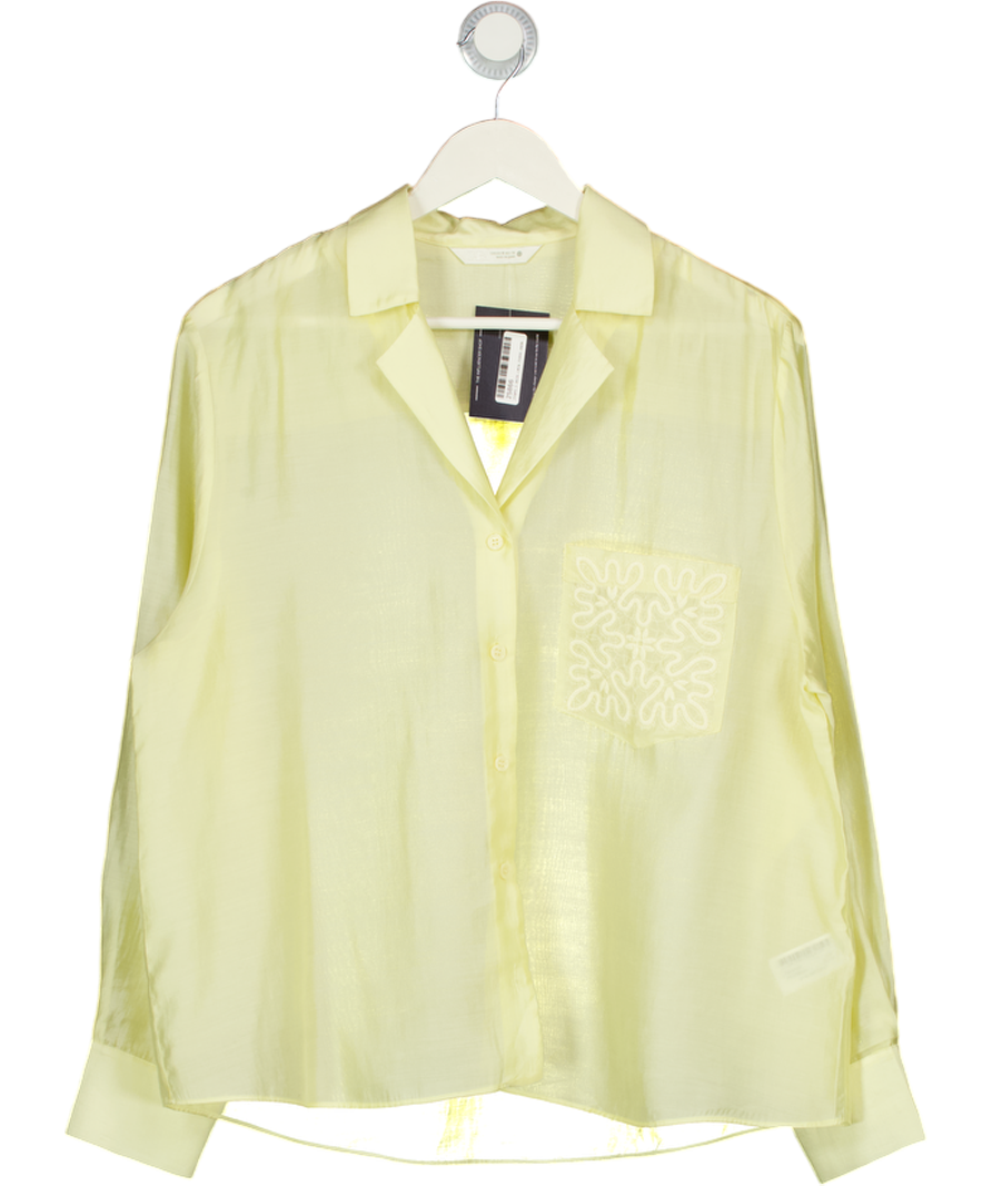 ZARA Butter Yellow Zw Collection Embroidered Pocket Shirt UK M