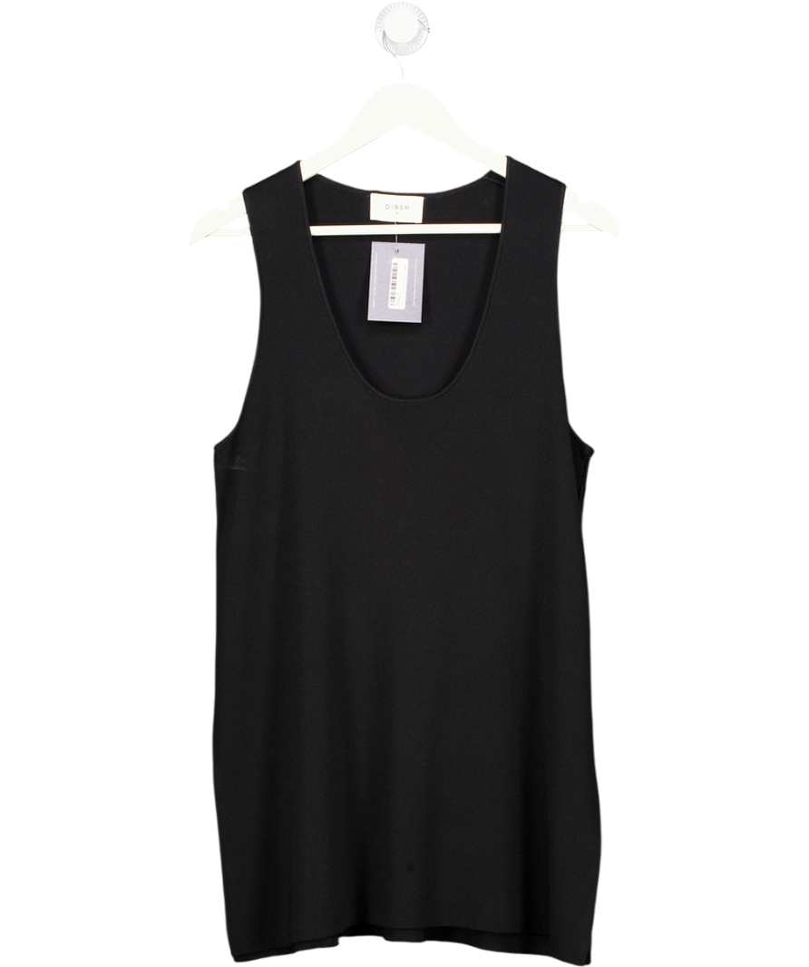 DISSH Black Scoop Neck Knit Top With Side Splits UK M