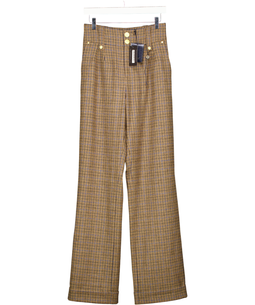 HOLLAND COOPER Brown / Blue Houndstooth Trousers UK 8