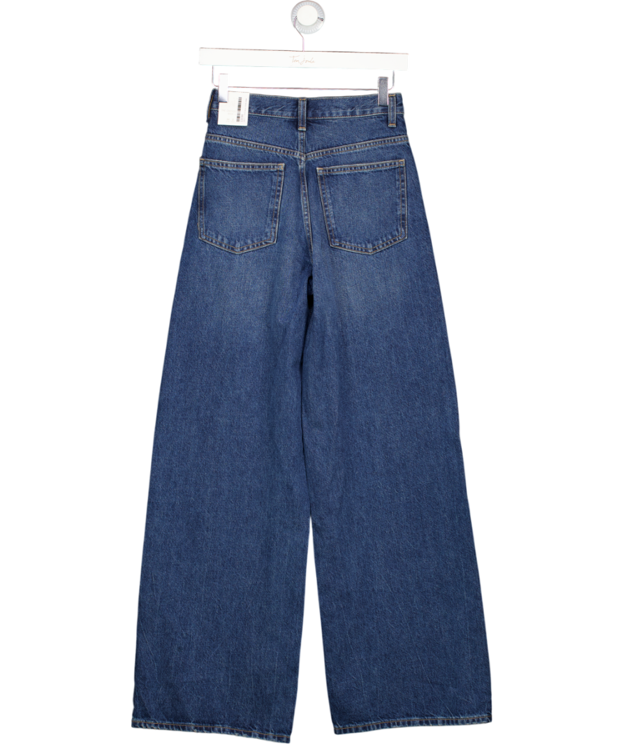ZARA Blue Wide-leg Crossed Waist High-waist Jeans UK 6