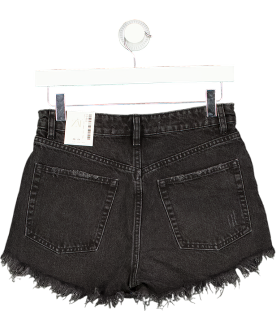 ZARA Black High Rise Denim Shorts UK 8