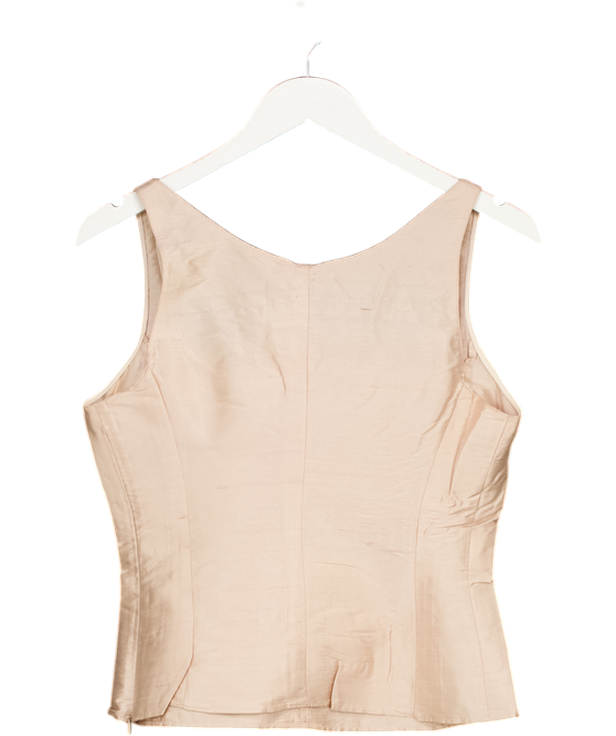 Emporio Armani Pink Raw Silk Frill Detail Sleeveless Top It44 UK 12