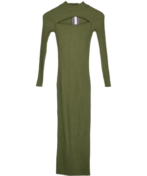 ZARA Green Ribbed Long Sleeve Midi Dress UK S