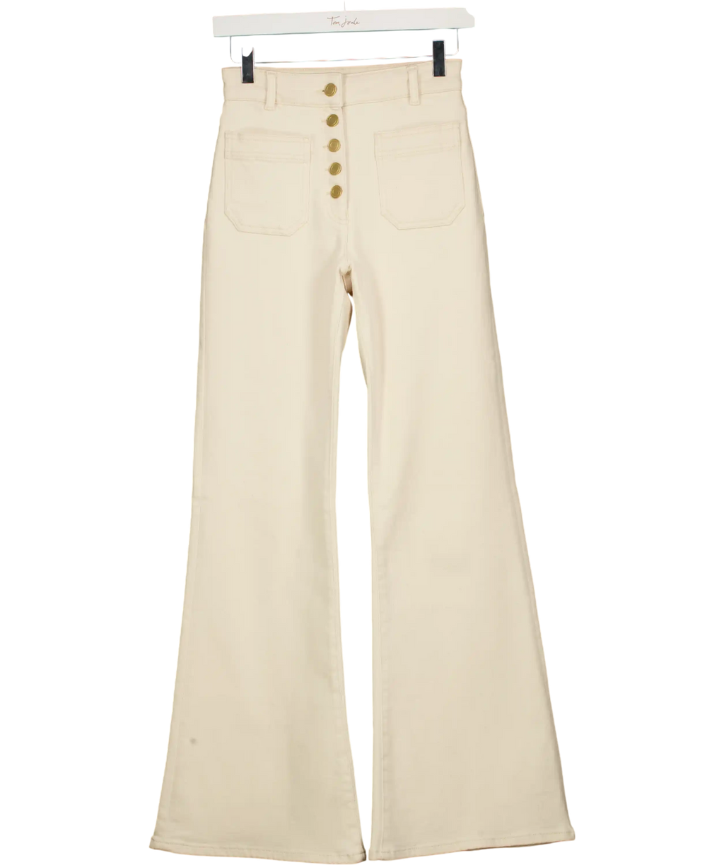 REISS Cream Cali Flared Jeans, Ecru W25