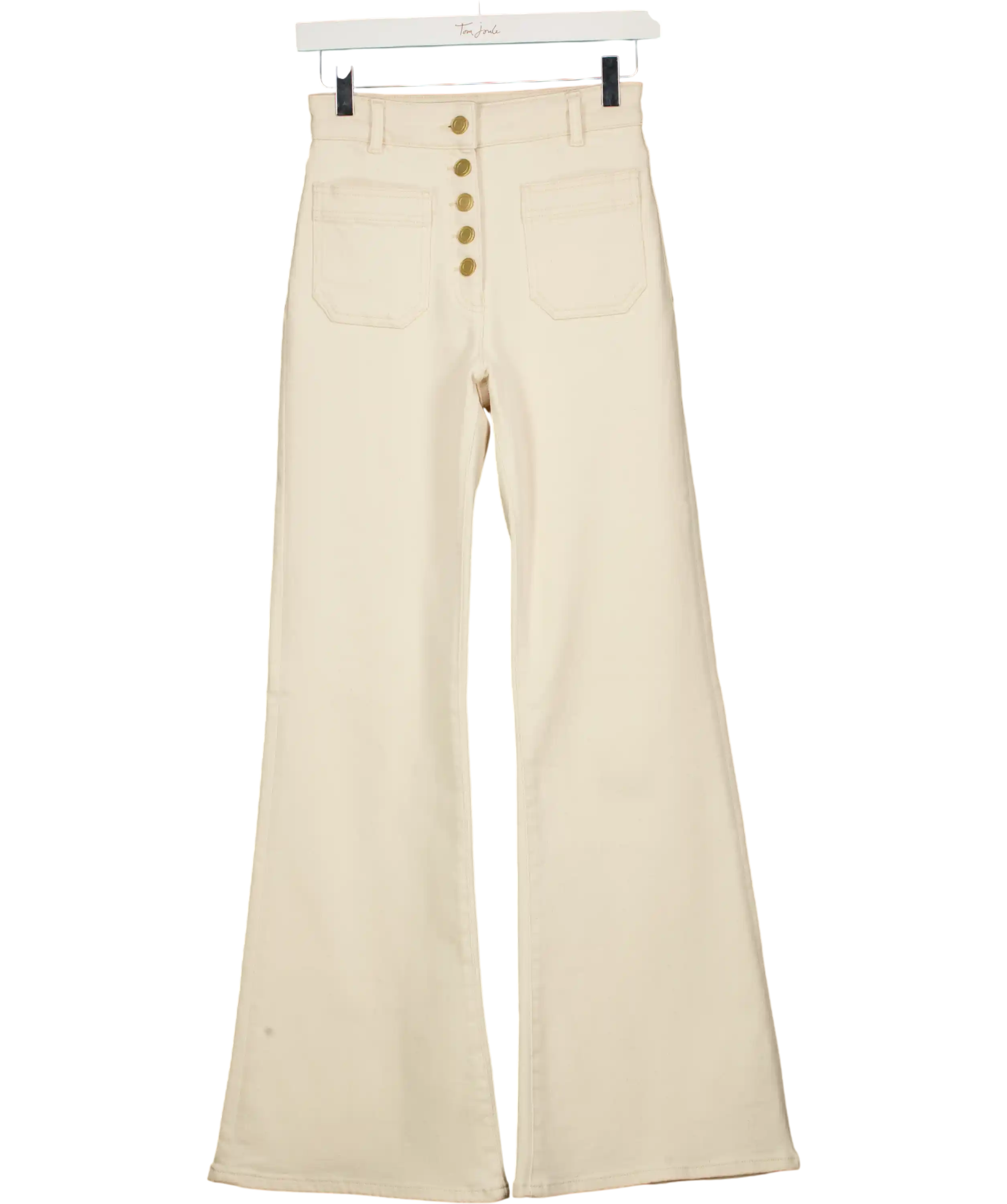 REISS Cream Cali Flared Jeans, Ecru W25