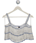 MY BEACHY SIDE White / Blue Crochet Crop Top UK M