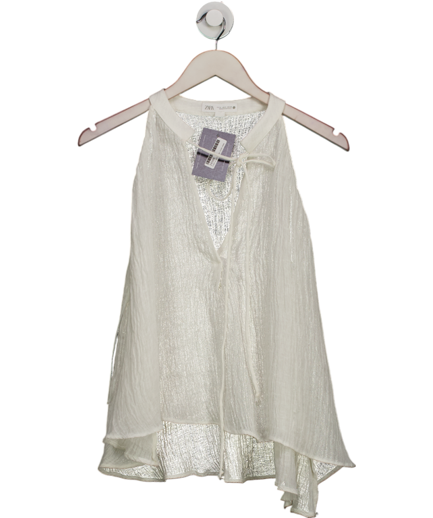 ZARA Cream 100% Linen Halter Top UK S