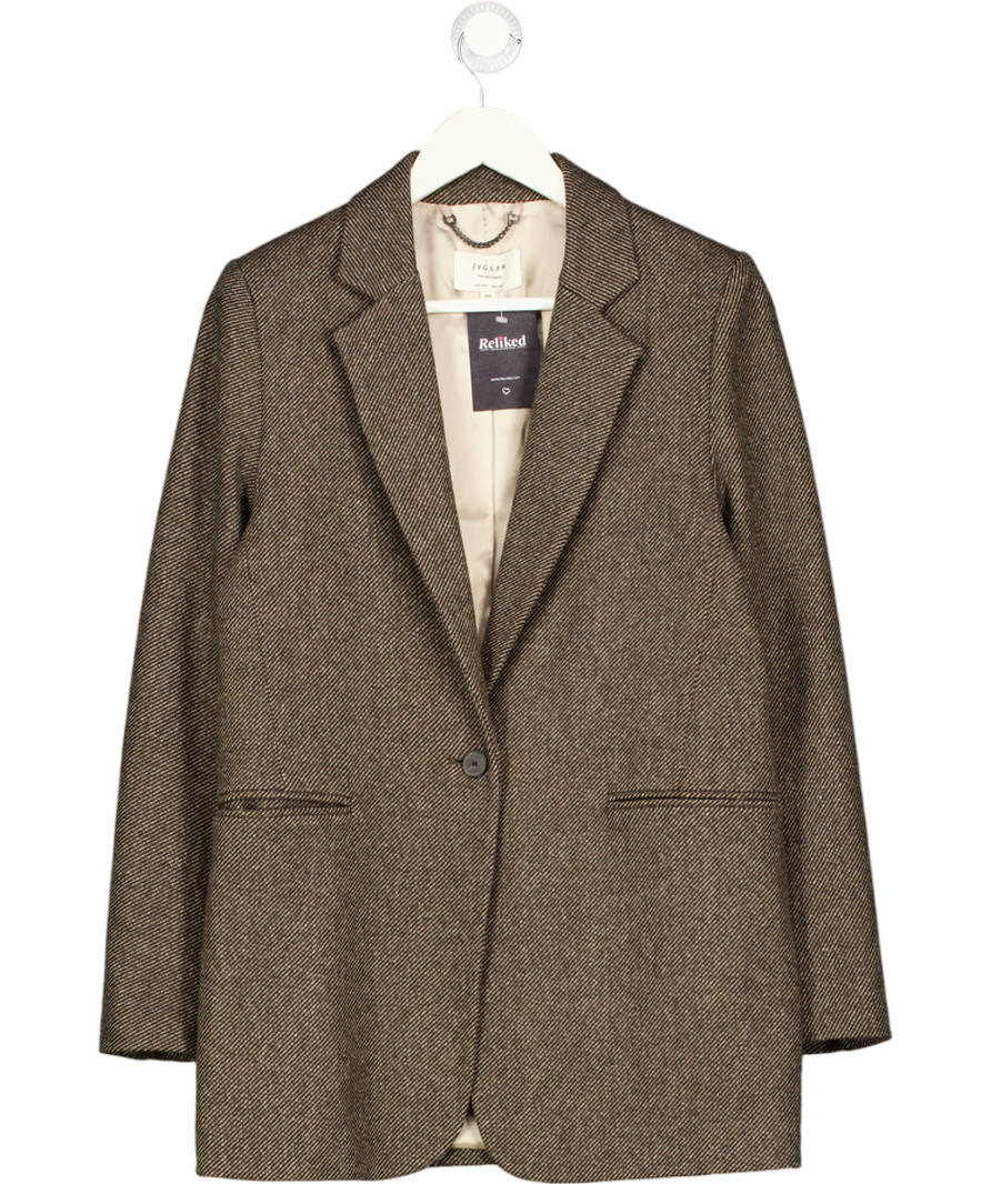 JIGSAW Brown Luxury Italian Fabric Wool Blend Blazer UK 8