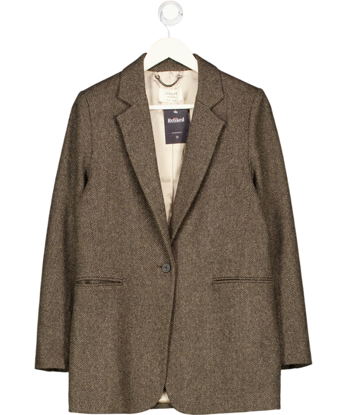 JIGSAW Brown Luxury Italian Fabric Wool Blend Blazer UK 8
