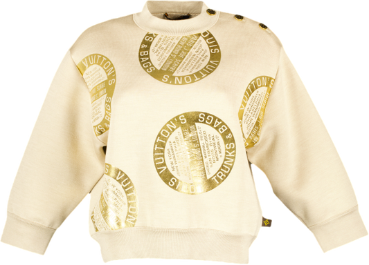 Louis Vuitton Beige / metallic "Trunks & Bags" Embossed Logo Sweatshirt UK XS