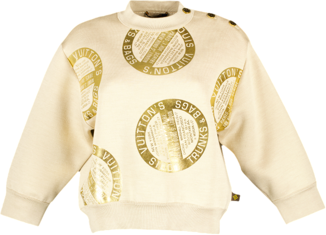 Louis Vuitton Beige / metallic "Trunks & Bags" Embossed Logo Sweatshirt UK XS