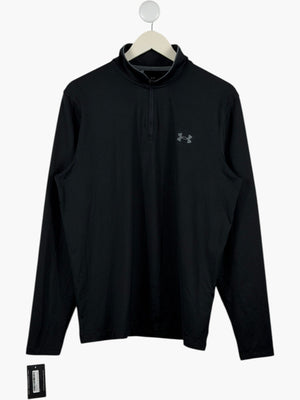 UNDER ARMOUR Black 1/4 Zip Long Sleeve Sports Top UK M