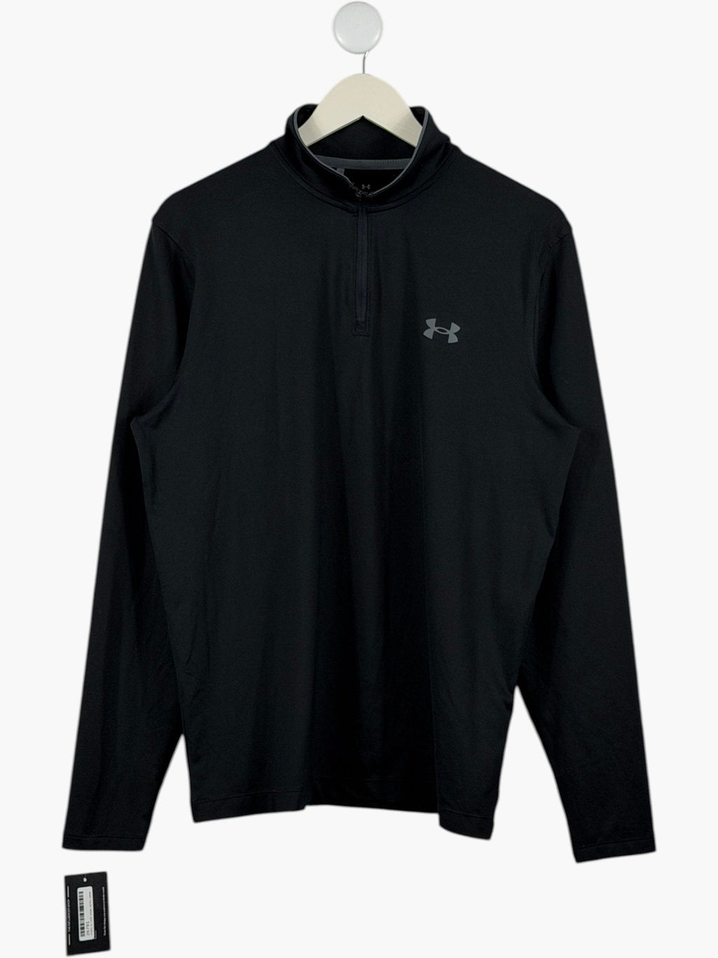 UNDER ARMOUR Black 1/4 Zip Long Sleeve Sports Top UK M