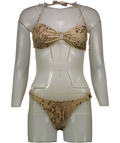 lilyrose Luna Strapless Snake Printed Beige Bikini Set UK 6
