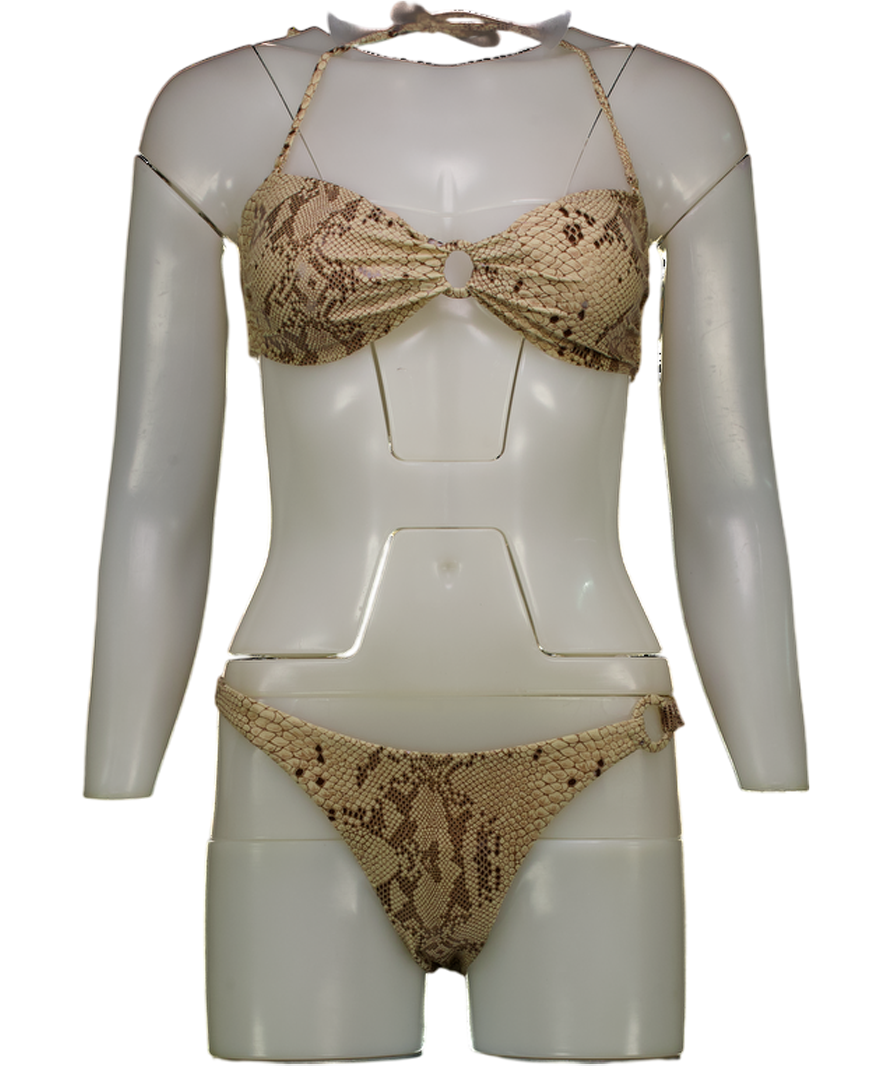 lilyrose Luna Strapless Snake Printed Beige Bikini Set UK 6