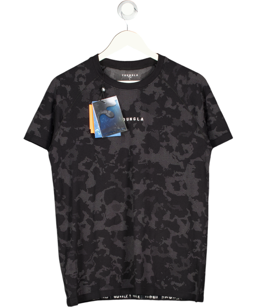 Young LA Black Digital Camo Compression T-shirt UK L