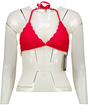 Heidi Klein Red Pampelonne Scalloped Bikini Top UK S