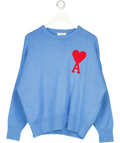 Ami Blue Wool Crewneck Sweater UK S/M