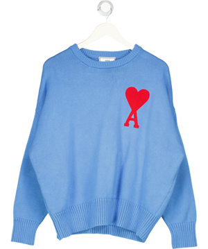 Ami Blue Wool Crewneck Sweater UK S/M