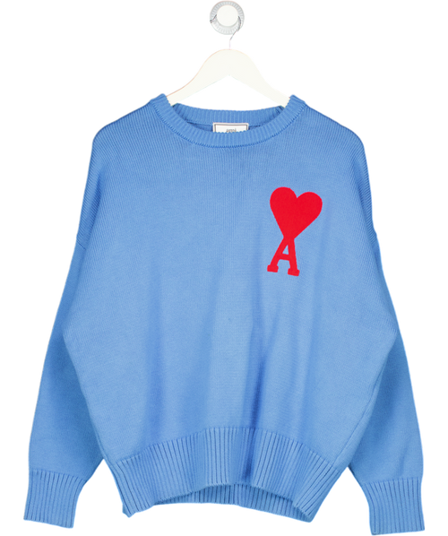 Ami Blue Wool Crewneck Sweater UK S/M