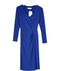 DAMSEL IN A DRESS Cobalt Blue Long Sleeve Wrap Detail Midi Dress UK 8