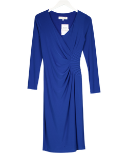 DAMSEL IN A DRESS Cobalt Blue Long Sleeve Wrap Detail Midi Dress UK 8