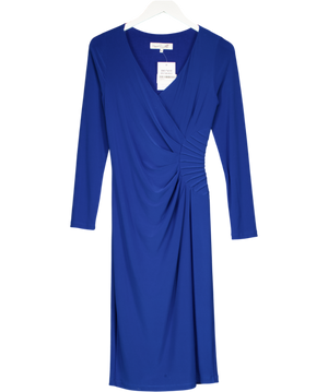 DAMSEL IN A DRESS Cobalt Blue Long Sleeve Wrap Detail Midi Dress UK 8