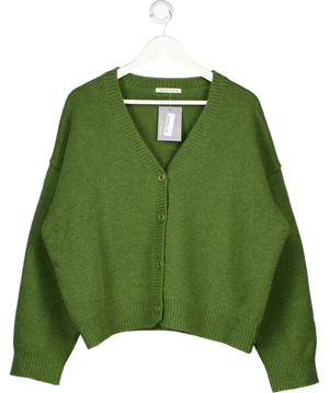 ONE'S TASTE Olive Green Wool Blend V-neck Cardigan One Size