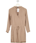 VINCE Beige 100% Silk Long Sleeve Mini Dress Us2 UK 6