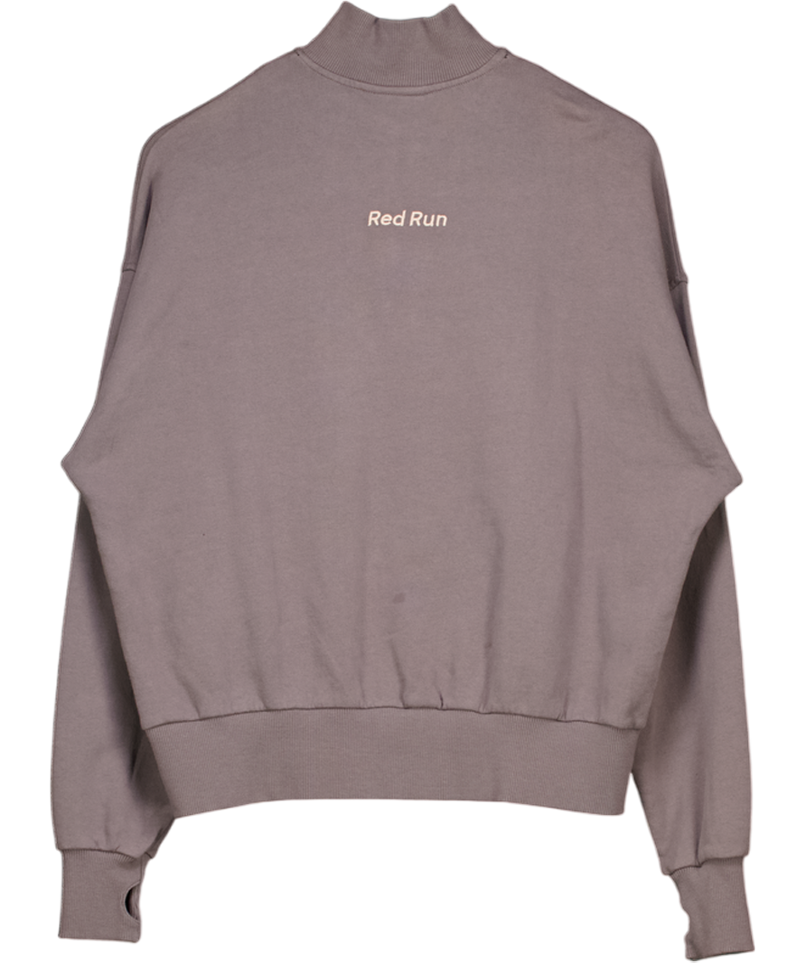 RED RUN Grey Quarter Zip Cotton Jumper UK XS