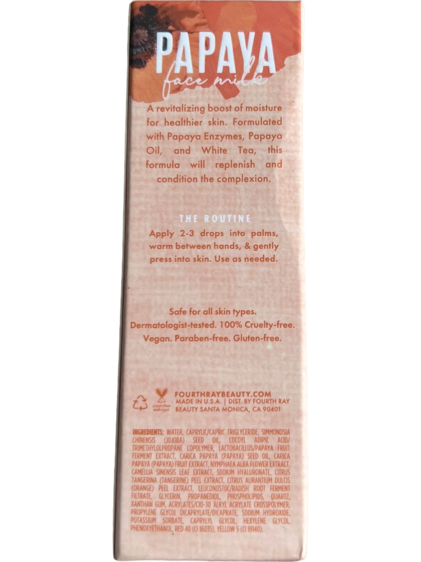 Fourth Ray Beauty Papaya Face Milk Revitalizing Moisture Booster 1 fl. oz. 30 ml