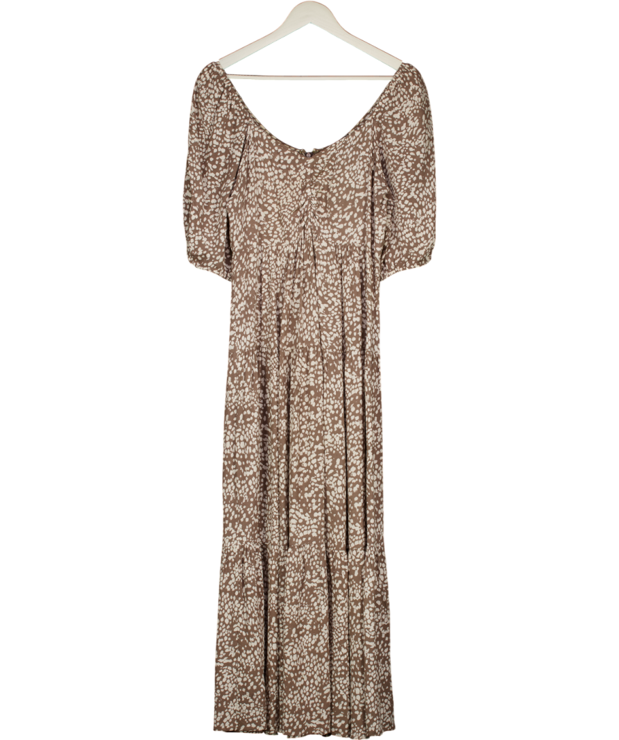 Mint Velvet Beige / Ivory Spot Print Boho Maxi Dress UK 12