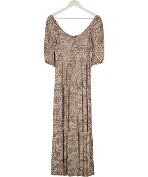 Mint Velvet Beige / Ivory Spot Print Boho Maxi Dress UK 12