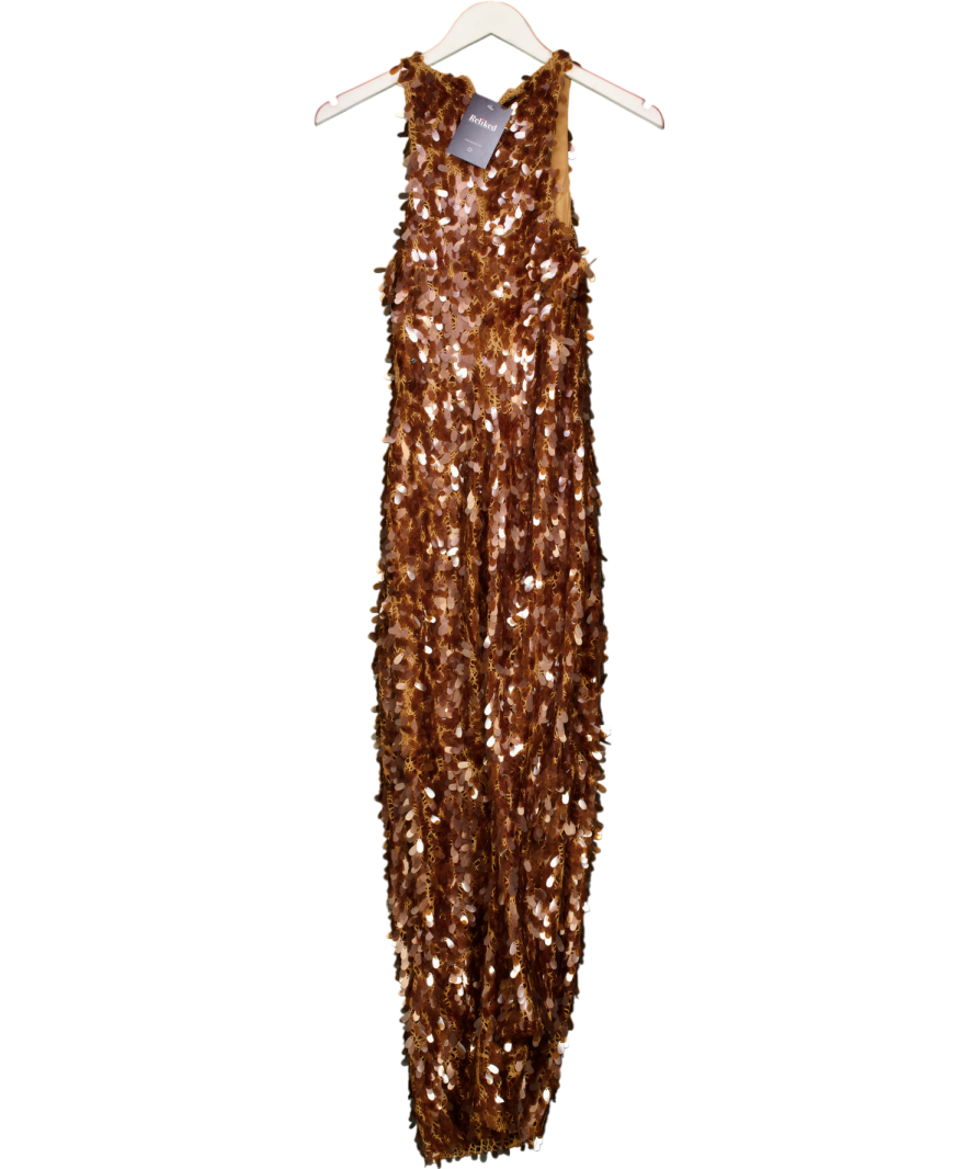 MYBESTFRIENDS Brown Sequin Nora Dress UK 8