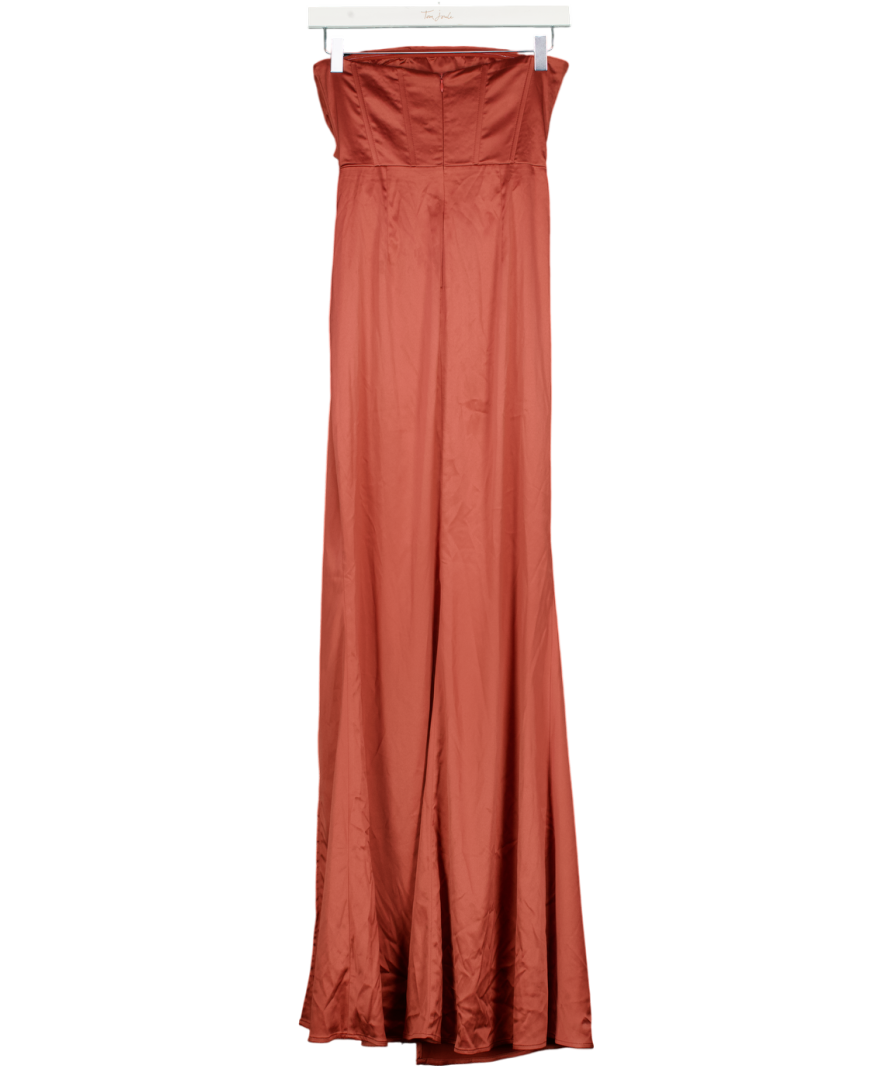 Babyboo Brown Sianna Thigh Split Satin Maxi Dress UK S