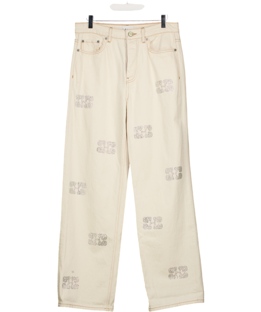 GANNI Cream Sparkle Butterfly Logo Izey Jeans W29