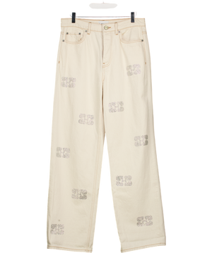 GANNI Cream Sparkle Butterfly Logo Izey Jeans W29
