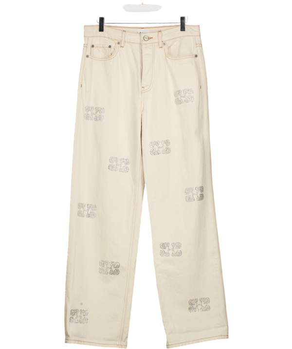 GANNI Cream Sparkle Butterfly Logo Izey Jeans W29