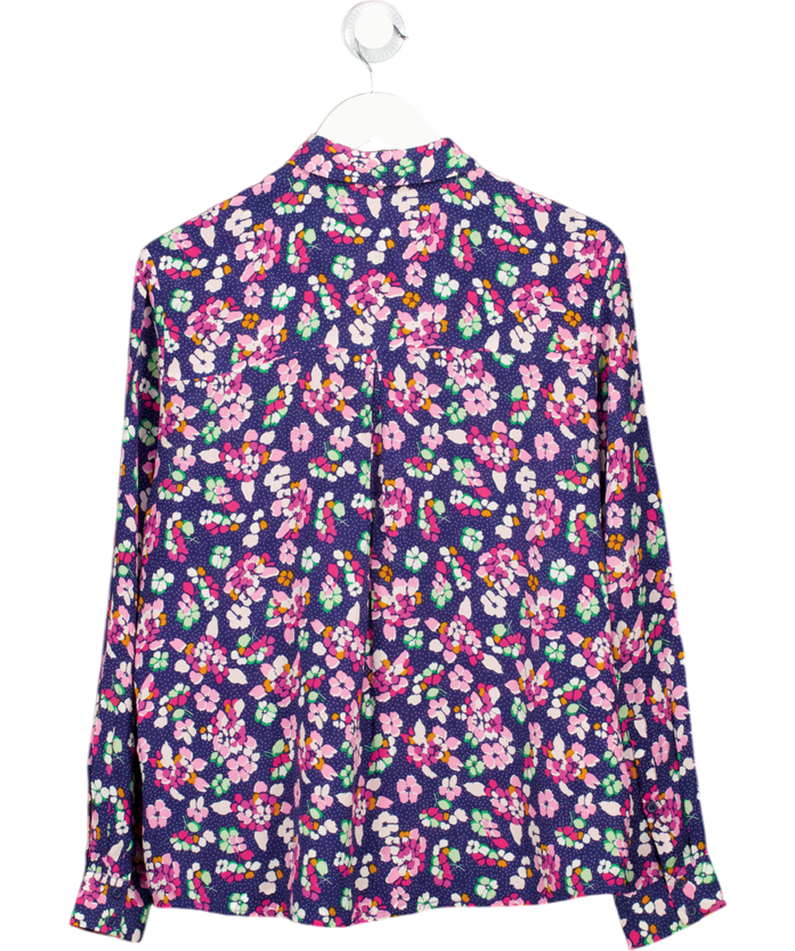 & Other Stories Blue Floral Print Silk Shirt UK 14