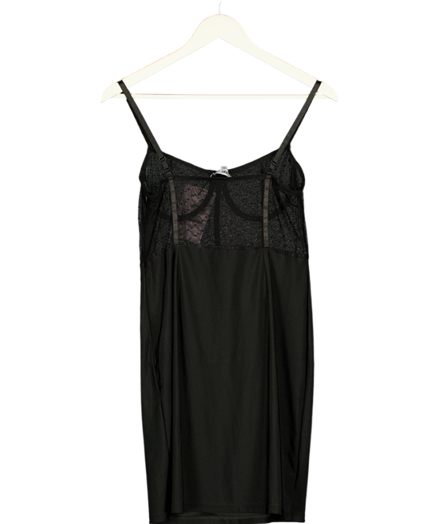 Femme Luxe Black Polka Dot Mesh Mariana Mini Dress UK L