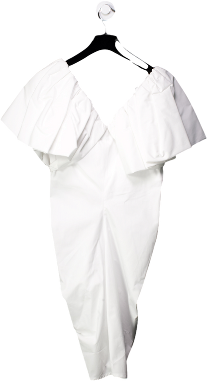 Philosophy di Lorenzo Serafini White Gathered Velvet-trimmed Cotton-poplin Mini Dress UK 10