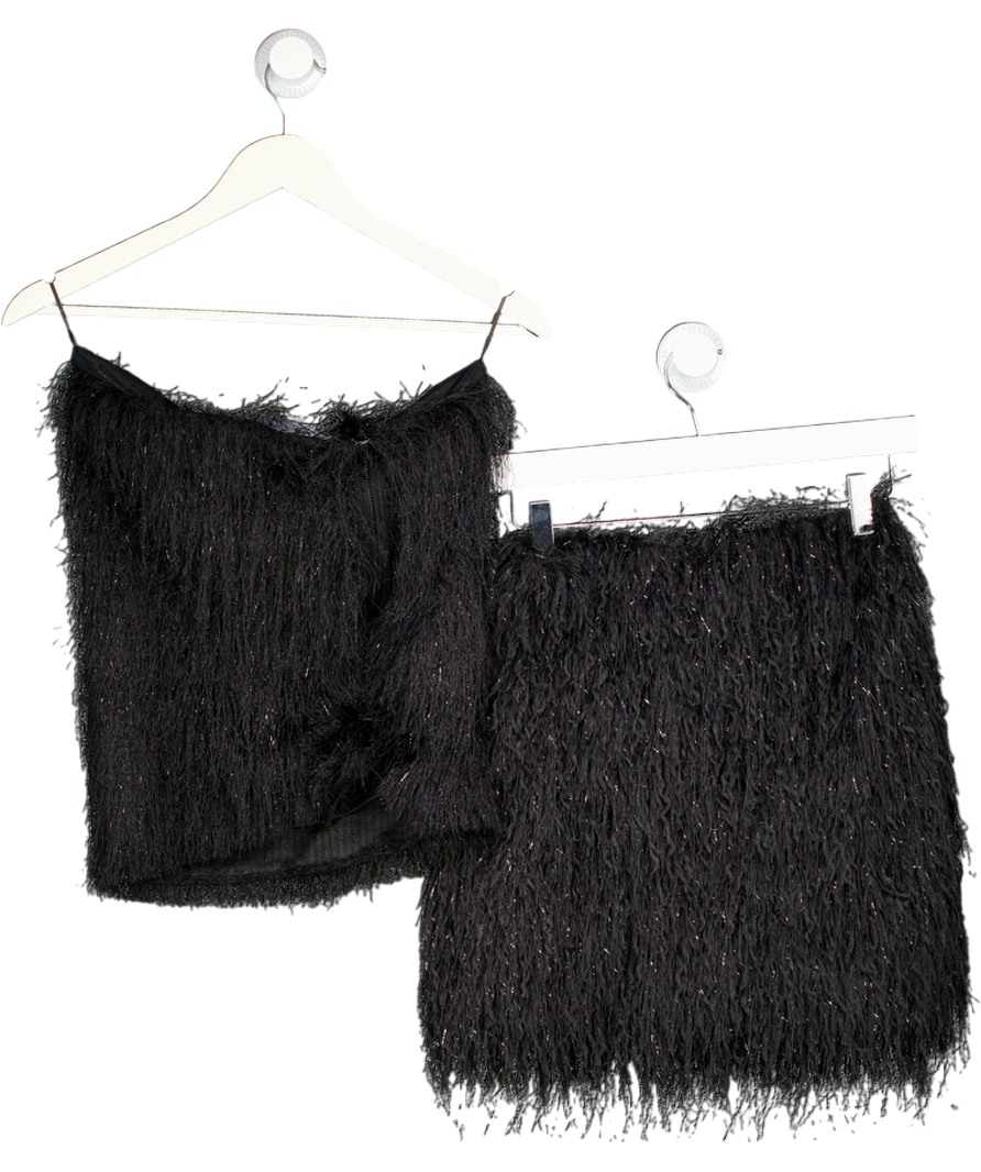 Next Black Tinsel Fringe Bandeau Faux Feather Set UK 8