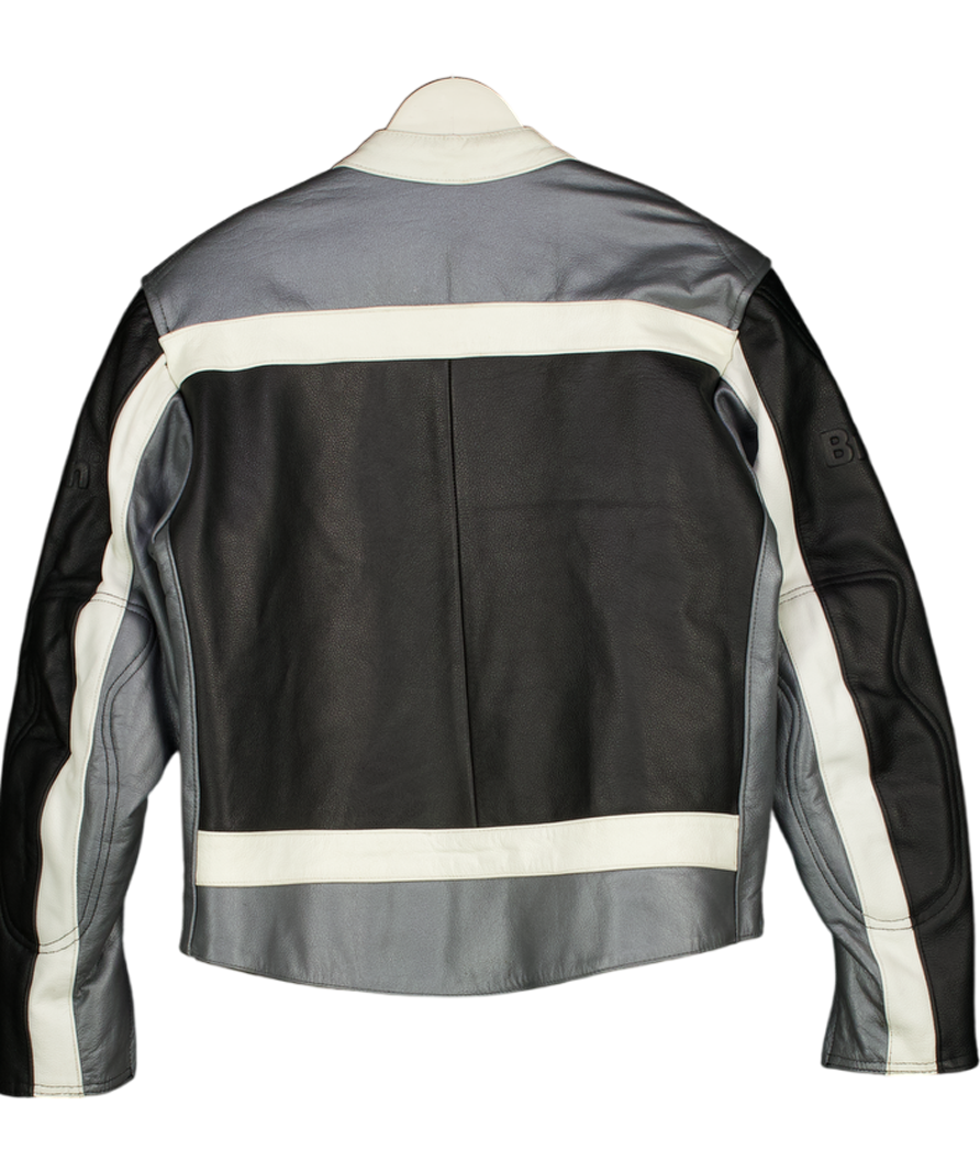 BRIXTON Black Vintage Black/white/grey Real Leather Jacket UK S