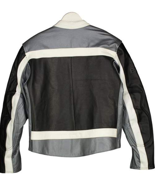 BRIXTON Black Vintage Black/white/grey Real Leather Jacket UK S