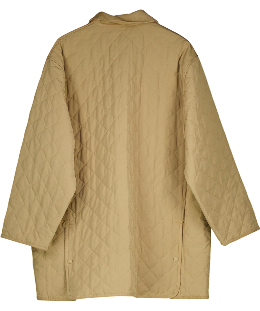 Totême Beige Oversized Quilted Logo Pocket Barn Jacket UK M