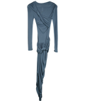 ZARA Blue Long Sleeve Drape Detail Maxi Dress UK S