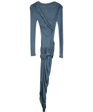 ZARA Blue Long Sleeve Drape Detail Maxi Dress UK S